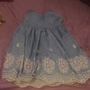 Blue and white dress